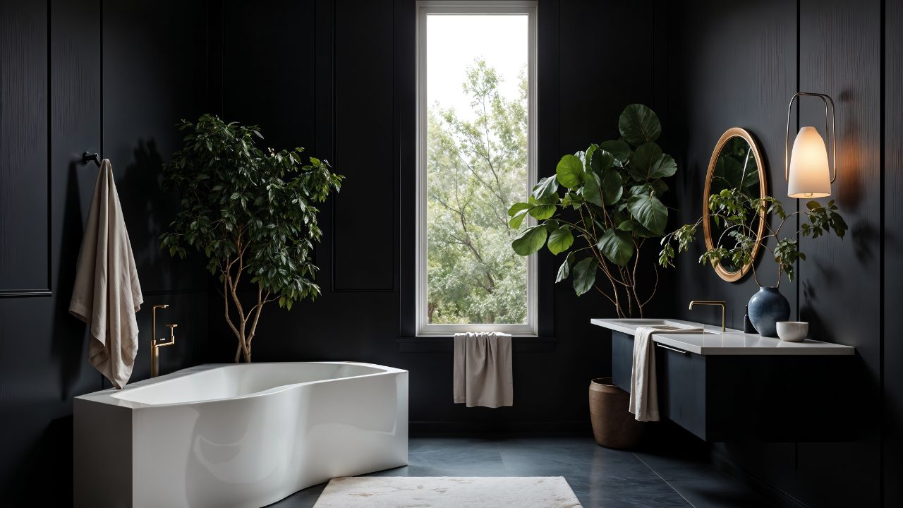 black and white bathroom